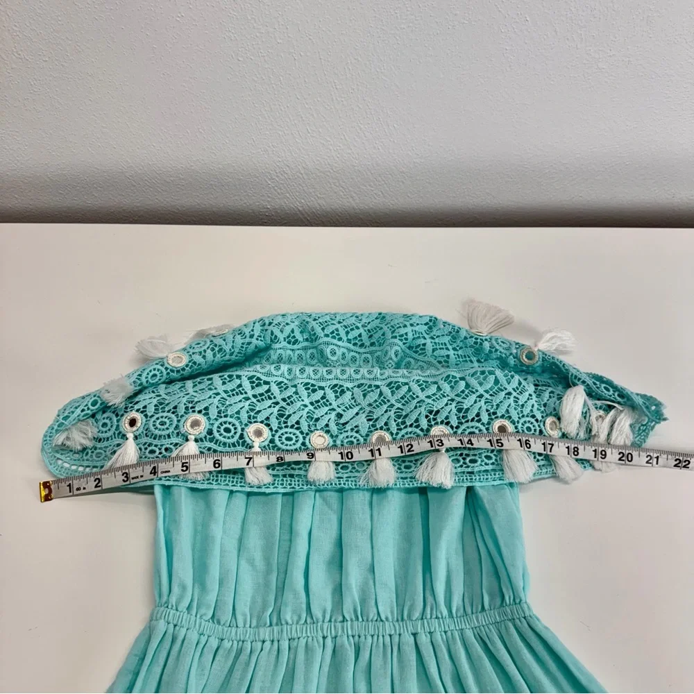 Debbie Katz Off the Shoulder Beach Boho Feminine Beach Resort Teal Maxi‎ Dress S